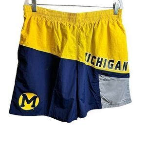 NWT Mitchell & Ness Men’s Michigan Wolverines Yellow Blue Shorts NCAA Lined - XL